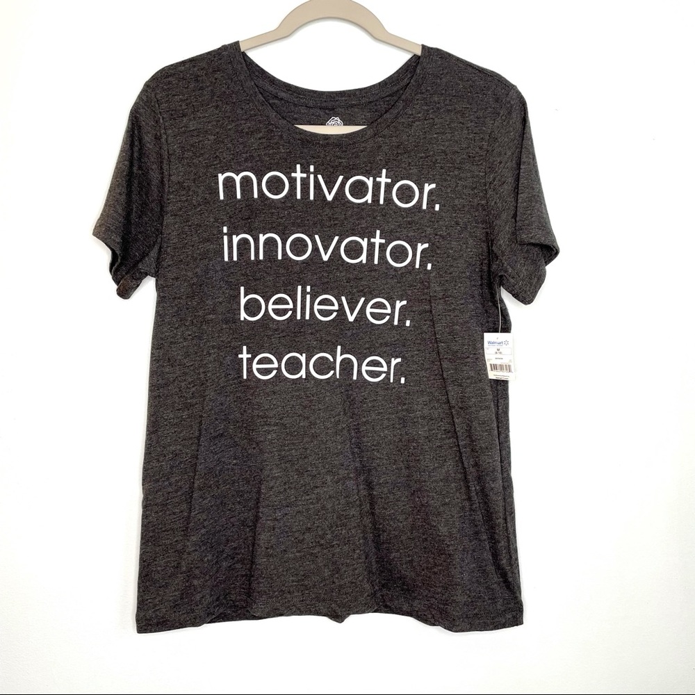 PositiviTee Inspirational Teacher Graphic Tee Women’s Medium Gray